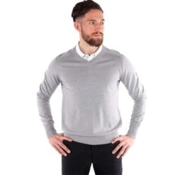 Galvin Green Gents Carl Sweater Grey Melange -Golf Fashion-Galvin Green P G1155GALVINGREENSWEATERGREYMELANGEGENTS 2 L