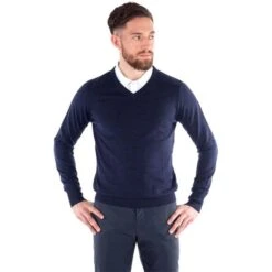 Galvin Green Gents Carl Sweater Navy Melange 9 Galvin Green Gents Carl Sweater Navy Melange -Golf Fashion-Galvin Green P G1155GALVINGREENSWEATERNAVYMELANGEGENTS 2 L