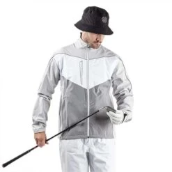 Galvin Green Gents Armstrong GORE-TEX Paclite® Jacket Cool Grey - Sharkskin - White (70) -Golf Fashion-Galvin Green P G1202GALVINGREENJACKETGREYSHARKSKINWHITE70GENTS 2 L