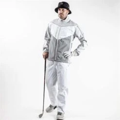 Galvin Green Gents Armstrong GORE-TEX Paclite® Jacket Cool Grey - Sharkskin - White (70) -Golf Fashion-Galvin Green P G1202GALVINGREENJACKETGREYSHARKSKINWHITE70GENTS 4 L