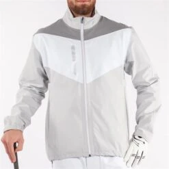 Galvin Green Gents Armstrong GORE-TEX Paclite Jacket Cool Grey - White - Sharkskin -Golf Fashion-Galvin Green P G1202GGGENTSARMSTRONGGTXPACLITEJKTGREYWHITESHARK 2 L