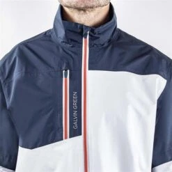 Galvin Green Gents Axl Paclite Jacket White - Navy - Orange (13) 13 Galvin Green Gents Axl Paclite Jacket White - Navy - Orange (13) -Golf Fashion-Galvin Green P G1207GALVINGREENJACKETWHITENAVYORANGE13GENTS 5 L