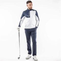 Galvin Green Gents Daxton ½ Zip Insula Top Navy - Cool Grey - White (37) -Golf Fashion-Galvin Green P G1242GALVINGREENTOPNAVYCOOLGREYWHITE37GENTS 4 L