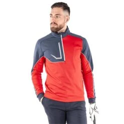 Galvin Green Gents Daxton ½ Zip Insula Top Red - Navy - White (02) -Golf Fashion-Galvin Green P G1242GALVINGREENTOPREDNAVYWHITE02GENTS 2 L