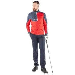 Galvin Green Gents Daxton ½ Zip Insula Top Red - Navy - White (02) -Golf Fashion-Galvin Green P G1242GALVINGREENTOPREDNAVYWHITE02GENTS 4 L