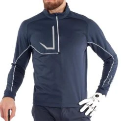 Galvin Green Gents Daxton ½ Zip Insula Top Navy - Ensign Blue - White -Golf Fashion-Galvin Green P G1242GGGENTSDAXTONHALFZIPINSULATOPNAVYENBLUEWHT 2 L