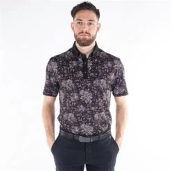Galvin Green Gents Maddox Ventil8+ Polo Shirt Black - Sharkskin -Golf Fashion-Galvin Green P G1261GALVINGREENSHIRTBLACKSHARKSKINGENTS 2 L