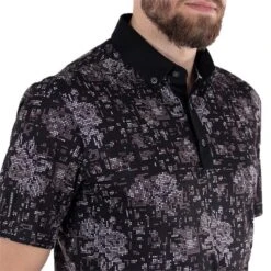 Galvin Green Gents Maddox Ventil8+ Polo Shirt Black - Sharkskin -Golf Fashion-Galvin Green P G1261GALVINGREENSHIRTBLACKSHARKSKINGENTS 5 L