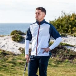Galvin Green Gents Livingston Short Sleeve Jacket White - Navy - Orange (13) 8 Galvin Green Gents Livingston Short Sleeve Jacket White - Navy - Orange (13) -Golf Fashion-Galvin Green P G1320GALVINGREENJACKETWHITENAVYORANGE13GENTS 2 L