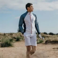 Galvin Green Gents Donald Insula Jacket White - Navy - Orange (13) -Golf Fashion-Galvin Green P G1345GALVINGREENJACKETWHITENAVYORANGE13GENTS 2 L