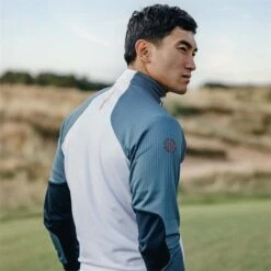 Galvin Green Gents Donald Insula Jacket White - Navy - Orange (13) -Golf Fashion-Galvin Green P G1345GALVINGREENJACKETWHITENAVYORANGE13GENTS 4 L