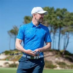 Galvin Green Gents Maverick Shirt Blue - White (61) -Golf Fashion-Galvin Green P G1372GALVINGREENSHIRTBLUEWHITE61GENTS 2 L