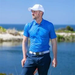 Galvin Green Gents Maverick Shirt Blue - White (61) -Golf Fashion-Galvin Green P G1372GALVINGREENSHIRTBLUEWHITE61GENTS 3 L