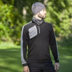 Galvin Green Gents Dwight ½ Zip Insula Black - Sharkskin White -Golf Fashion-Galvin Green P G7944GGGENTSDWIGHTHALFZIPINSULABLACKSHARKSKINWHT 3 L